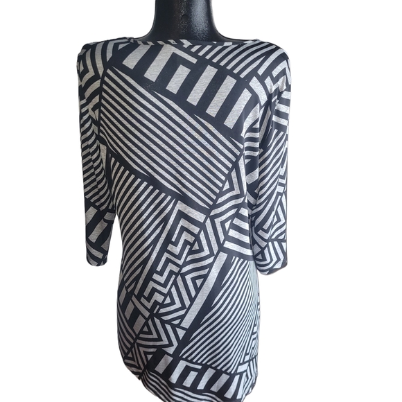 Victoria Collection Black and Grey Abstract Print Tunic L - Picture 6 of 7